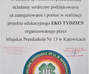 Ekowarsztaty w Przedszkolu miejskim nr 13 w Katowicach 21.03.2019